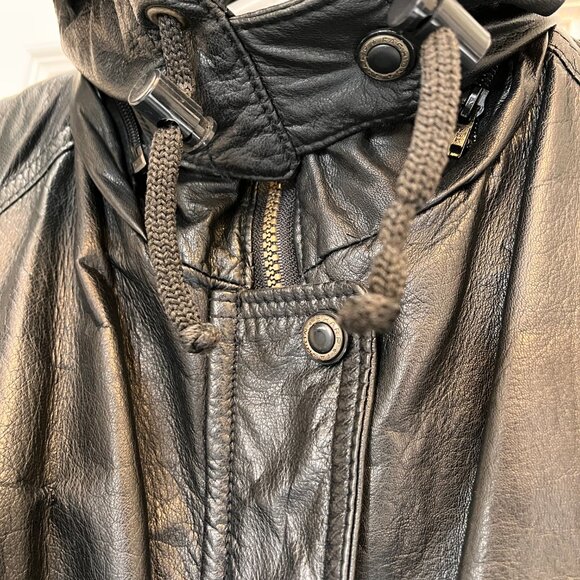 Women's Vintage Dress Leather Coat, Black, Size XS/S - Picture 4 of 6